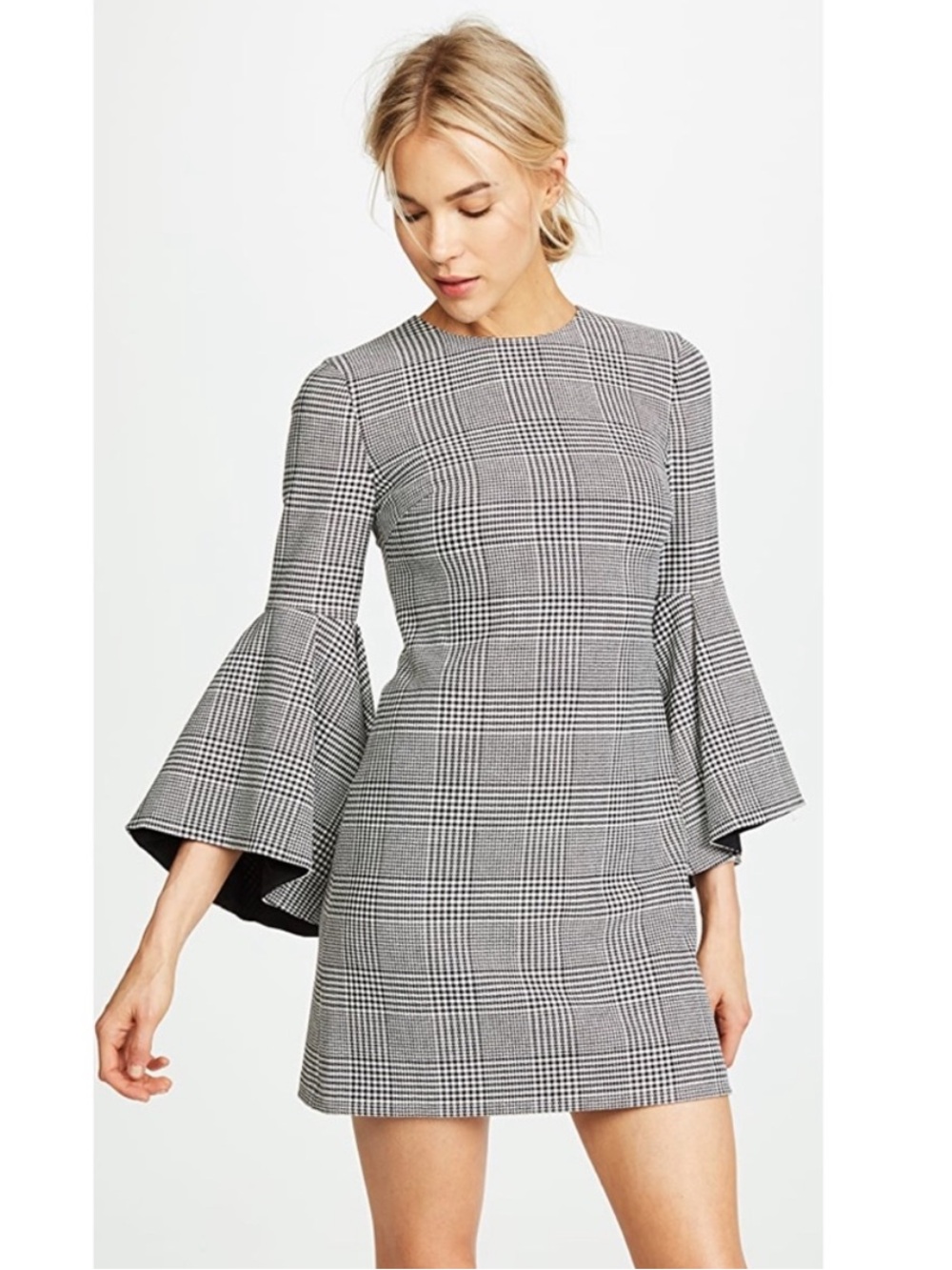 Alice and Olivia plaid Thym bell sleeves dress 8